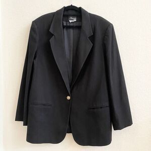 Vintage‎ Radcliffe Classic Black Pure Wool Button Blazer Jacket Women’s 18